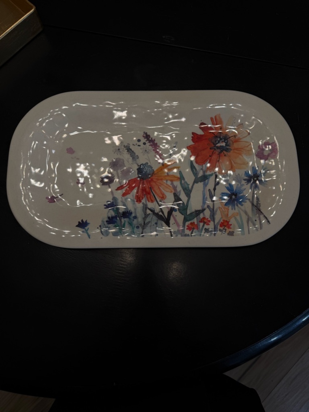 Demdaco Melamine and Bamboo “Meadow Flowers” Serving Tray.